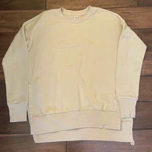 Beige/Tan Plain Sweater/Sweatshirt